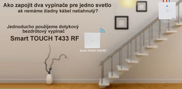 Dotykový bezdrôtový batériový vypínač - Smart TOUCH T433 RF