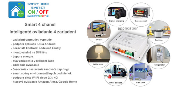 Smart Sonoff 4CH - 4 Kanálový WiFI Spínač