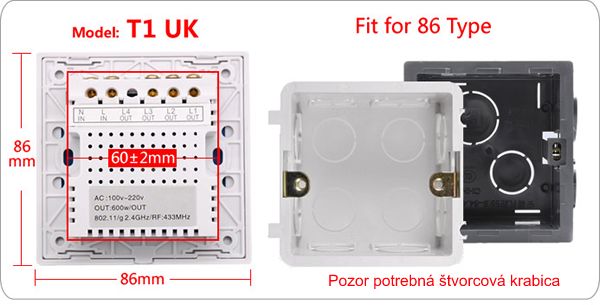 Dotykový vypínač Smart TOUCH T1UK1C