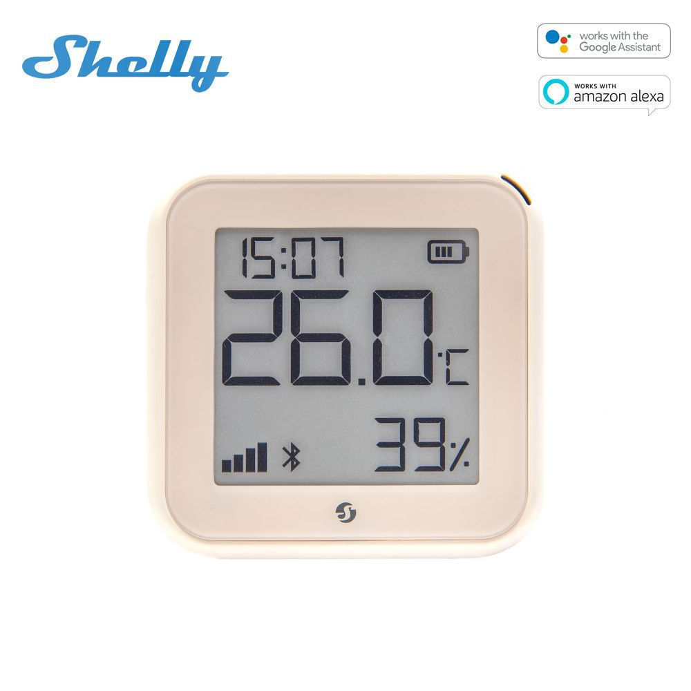 Shelly PLUS GEN3 H&T Wi-Fi + Bluetooth snímač vlhkosti a teploty s e-papierovým displejom Moka