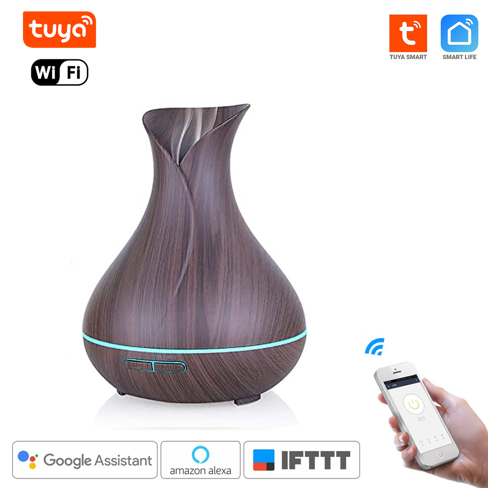 Wifi inteligentný ultrazvukový aróma difuzér TuyaSmart - tmavé drevo