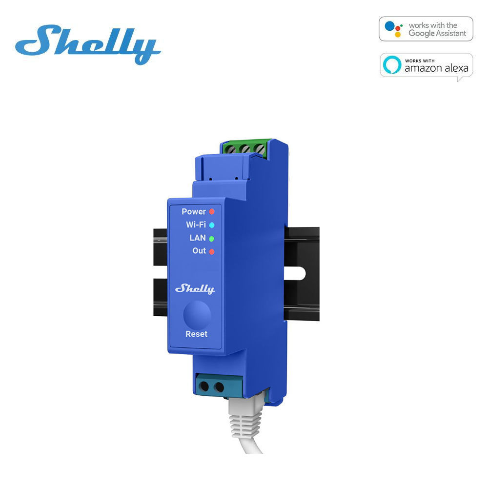 Shelly PRO 1 WiFi + Ethernet 1-gangový inteligentný reléový prepínač s podporou na DIN lištu