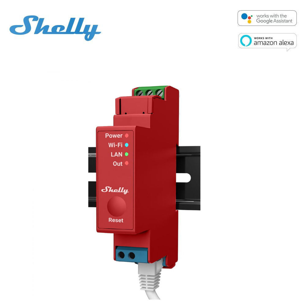 Shelly PRO 1PM WiFi + Ethernet 1-gangové inteligentné relé s meračom výkonu a podporou na DIN lištu
