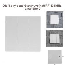 Diaľkový bezdrôtový vypínač RF 433MHz - 3 kanálový