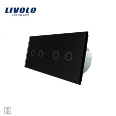 LIVOLO Žalúziový ovládač - čierny 2-rámik VL-2C702W-12