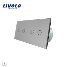 LIVOLO Žalúziový ovládač - strieborný 2-rámik VL-2C702W-15