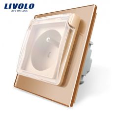 LIVOLO VL-C7C1FRWF-13 Elektrická zásuvka s krytkou - zlatá